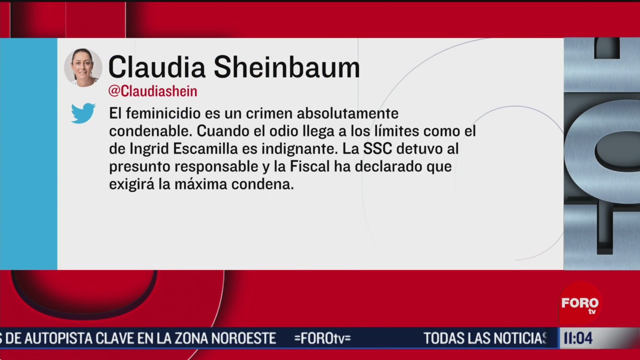 fiscalia pedira maxima condena por feminicidio de ingrid escamilla dice shenbaum