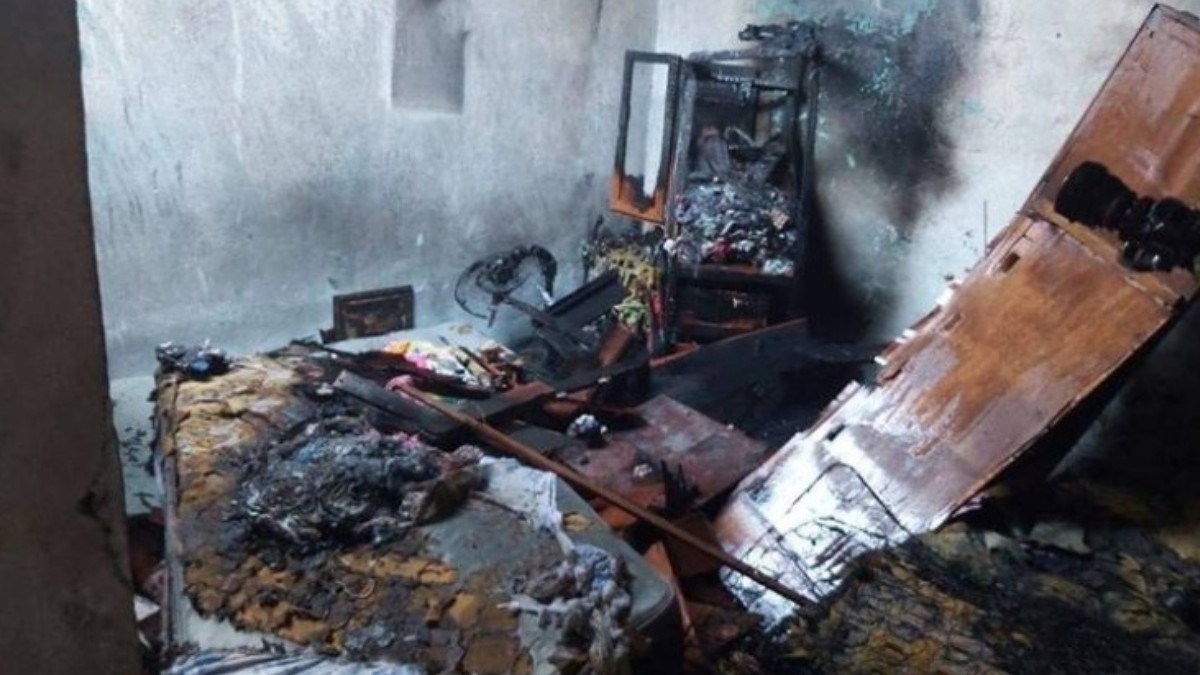 Foto: El cuarto de los niños se incendió por la explosión de la tableta. Twitter/TelenorteNic