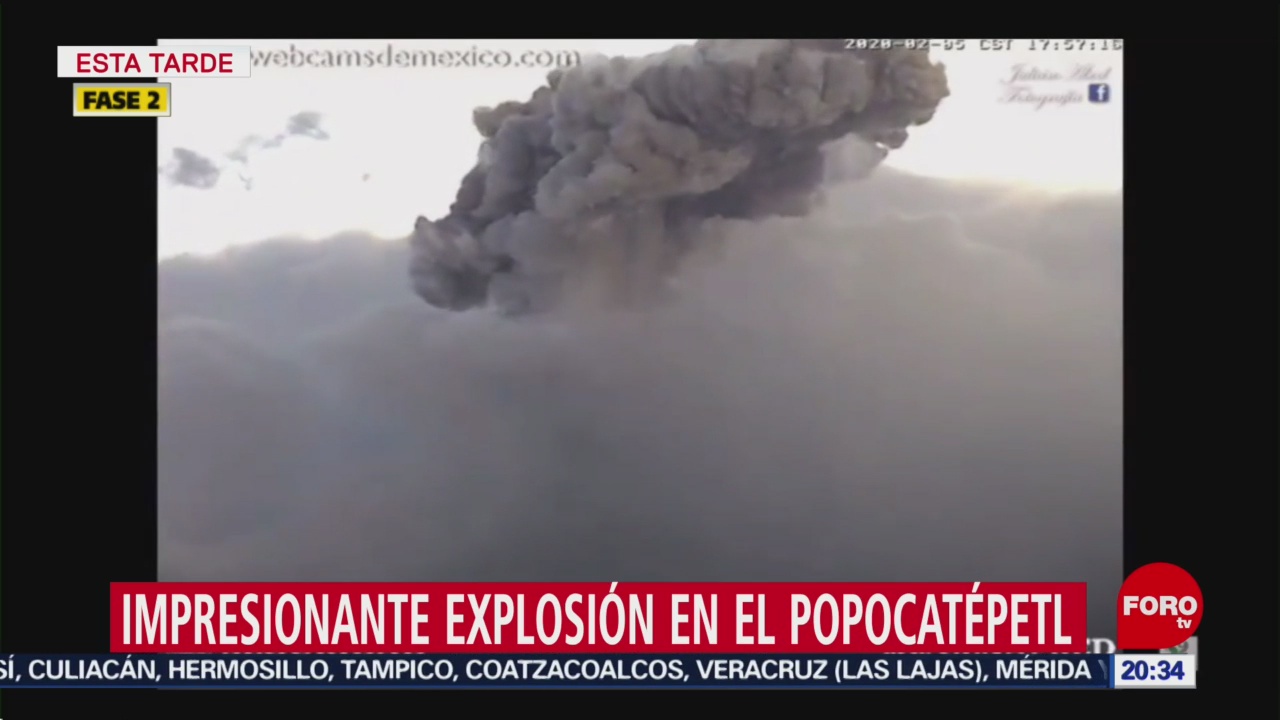 Foto: Video Explosión Volcan Popocatépetl Impresionante Hoy 5 Febrero 2020