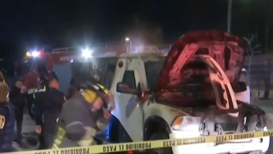 FOTO: Se incendia camioneta de valores en la alcaldía Iztacalco, CDMX
