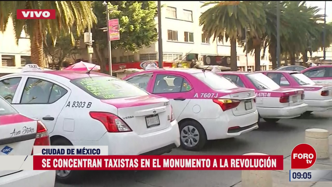 se concentran taxistas en el monumento a la revolucion