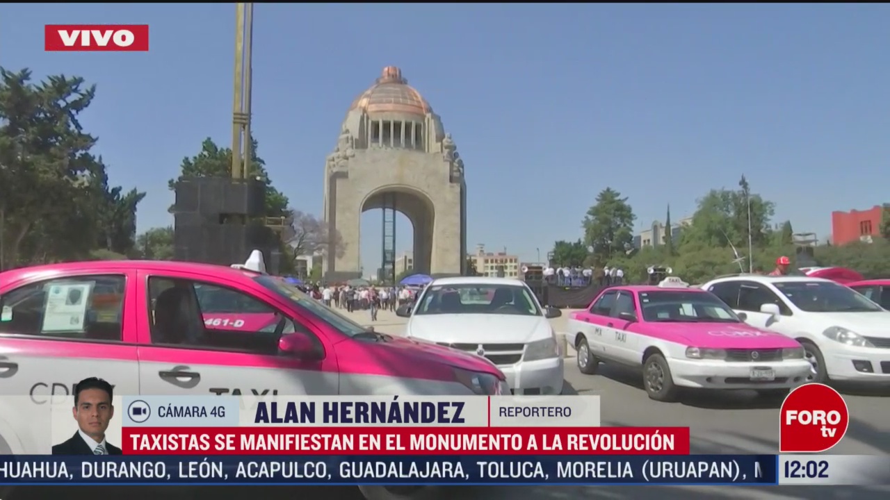 taxistas realizan mitin en el monumento a la revolucion cdmx