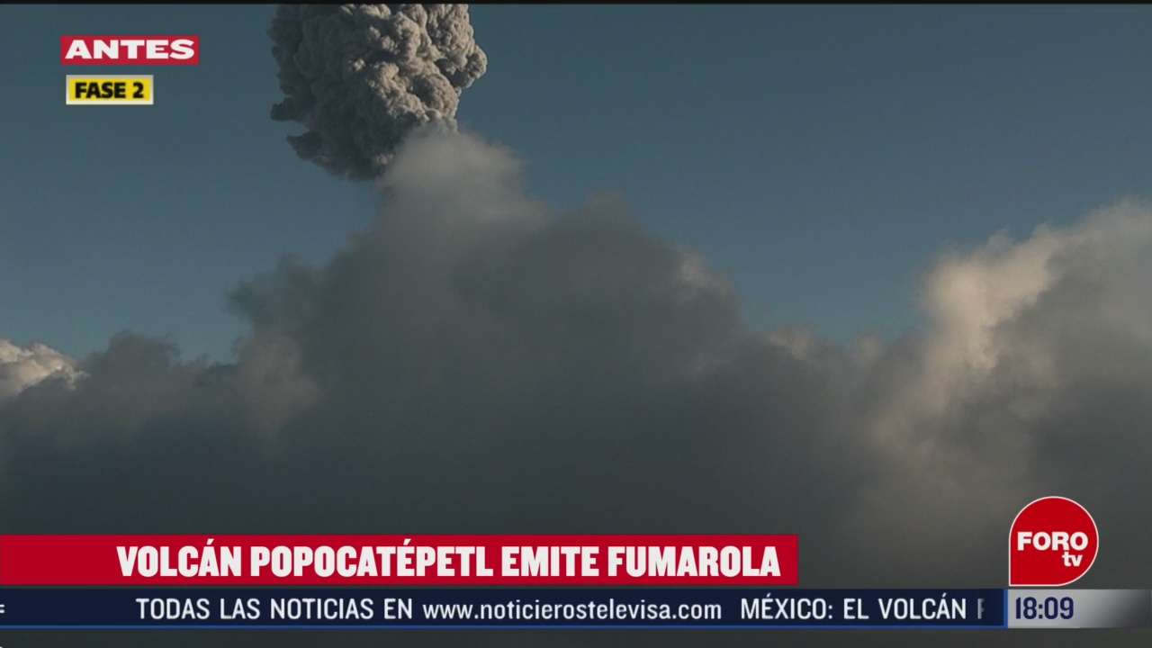 FOTO: volcan popocatepetl emite larga columna de ceniza