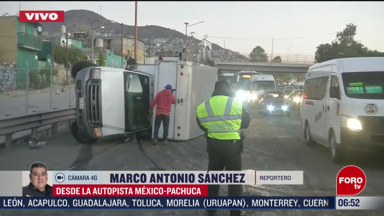 vuelca camion de carga en la autopista mexico pachuca