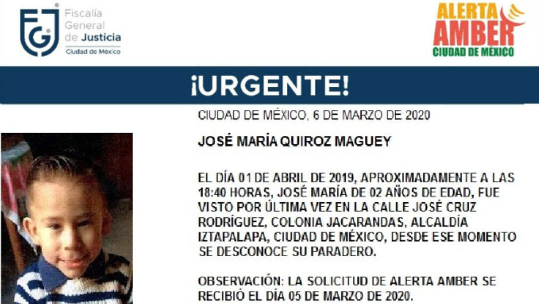 FOTO: Activan Alerta Amber para localizar a José María Quiroz Maguey, el 06 de marzo de 2020