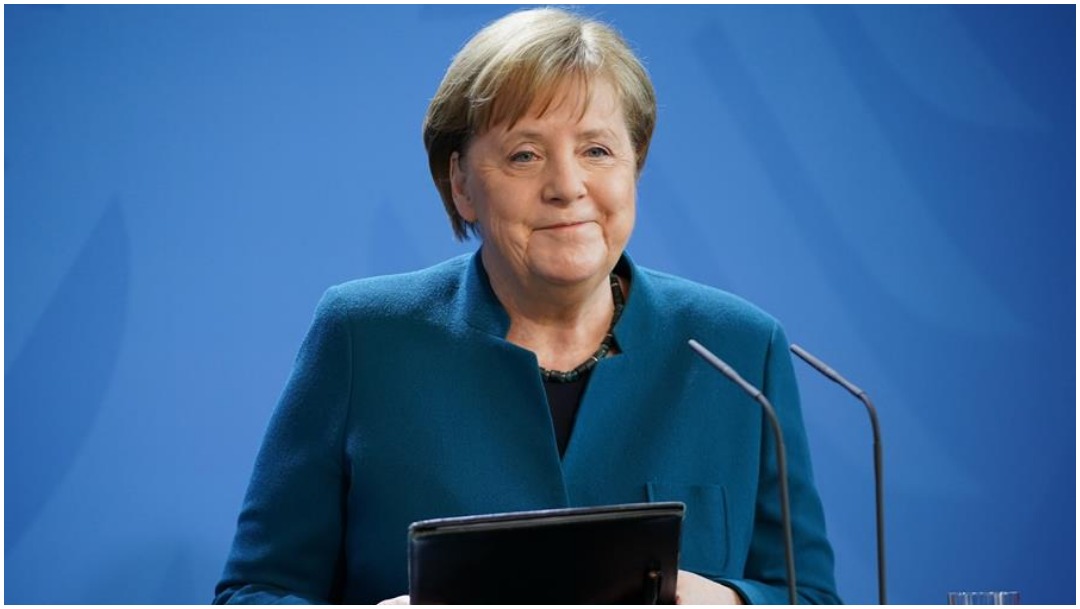 Foto: Angela Merkel se poner en cuarentena domiciliaria, 22 de marzo de 2020 (EFE)