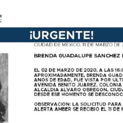 Activan Alerta Amber para localizar a Brenda Guadalupe Sánchez Parra