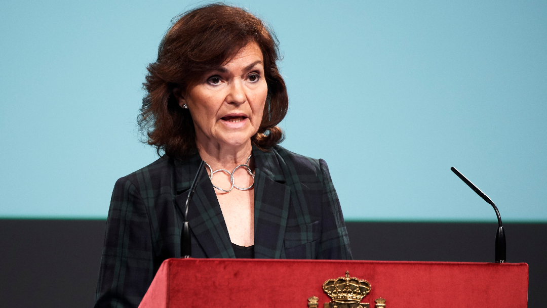 FOTO: La vicepresidenta del Gobierno español, positivo por coronavirus, el 25 de marzo de 2020