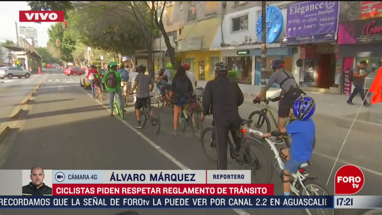FOTO: ciclistas realizan rodada para pedir respeto al reglamento de transito