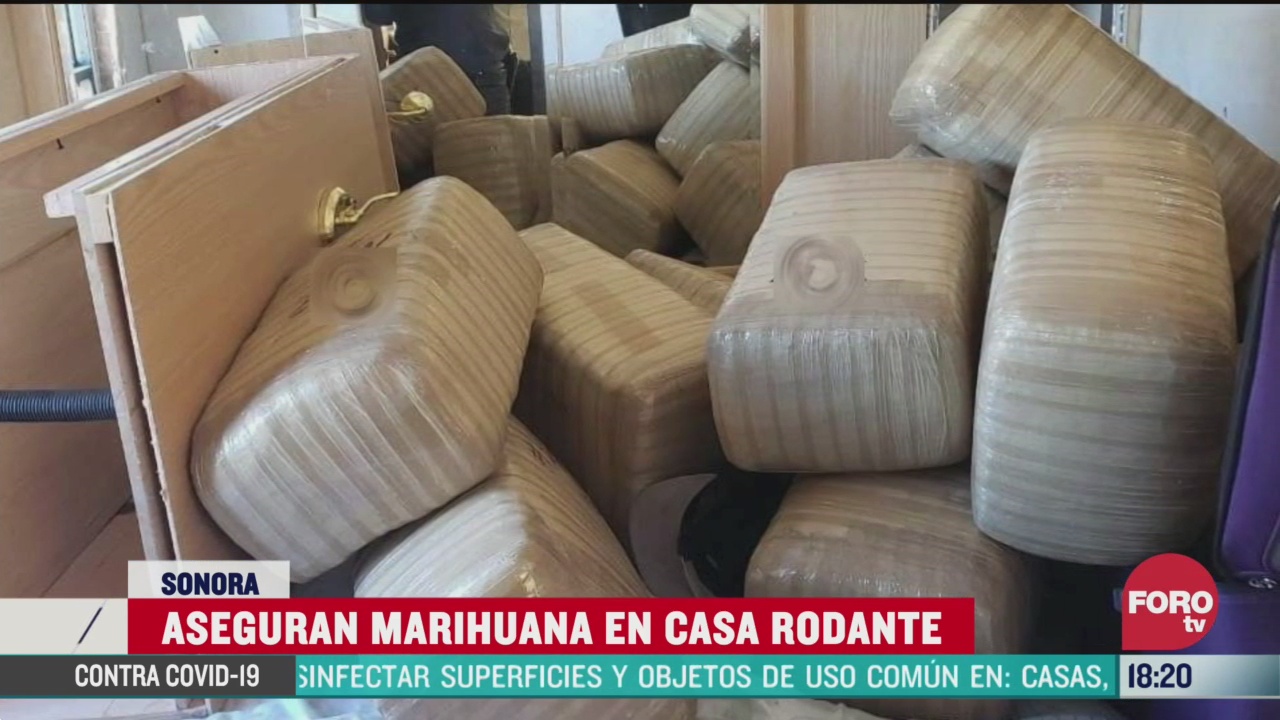 FOTO: 28 marzo 2020, decomisan 890 kilos de marihuana que era trasladada en una casa rodante en sonora
