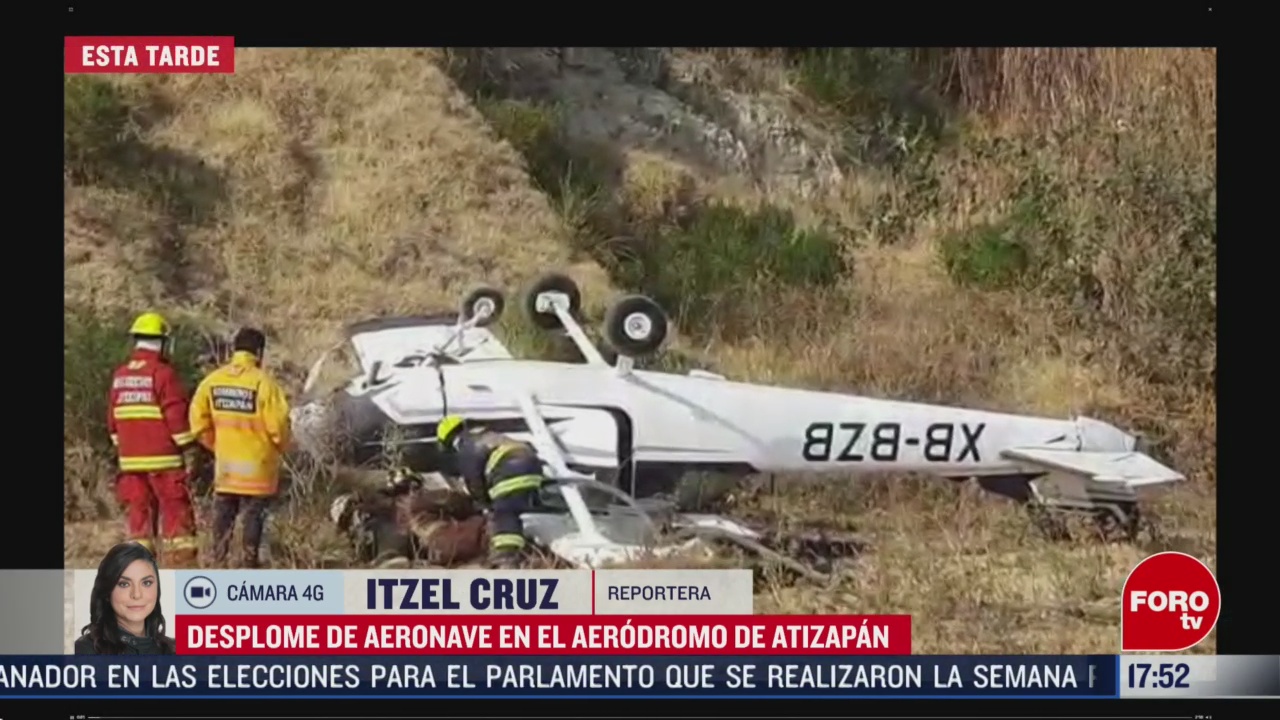 FOTO: desplome de avioneta deja dos heridos en atizapan