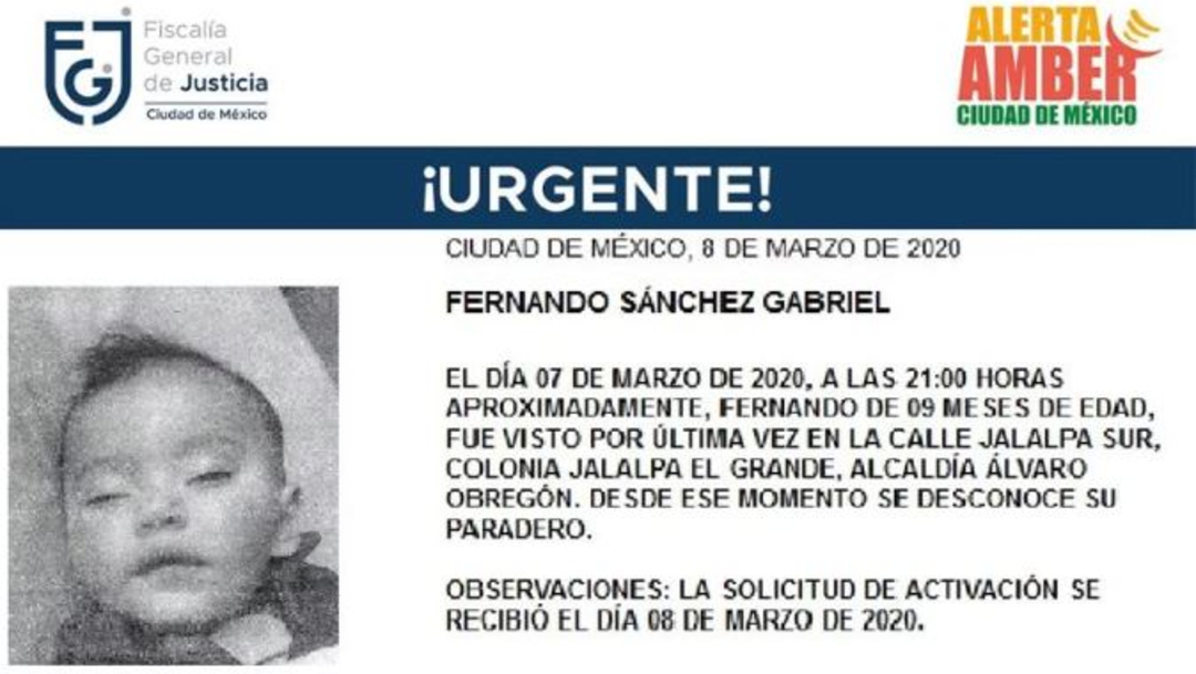 Foto: Activan Alerta Amber para localizar a Fernando Sánchez Gabriel, 9 marzo 2020