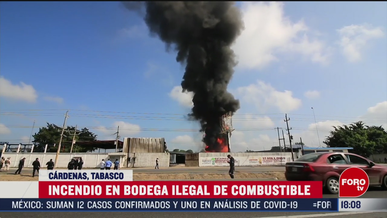 FOTO: incendio en bodega clandestina de combustible en tabasco