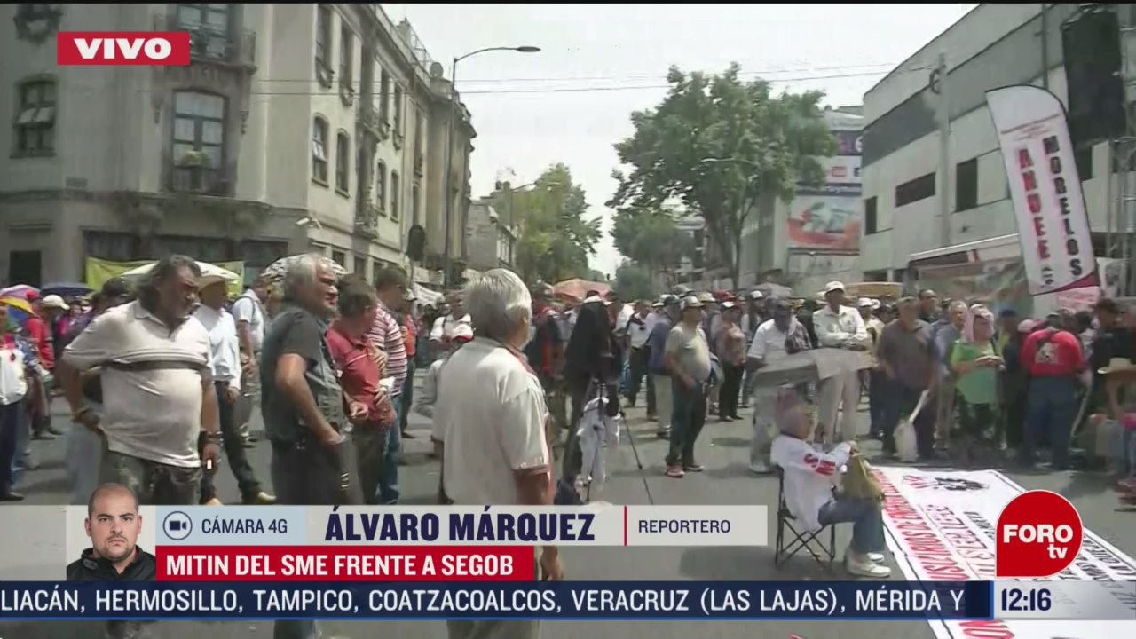 integrantes del sme marchan a segob bloquean avenida bucareli