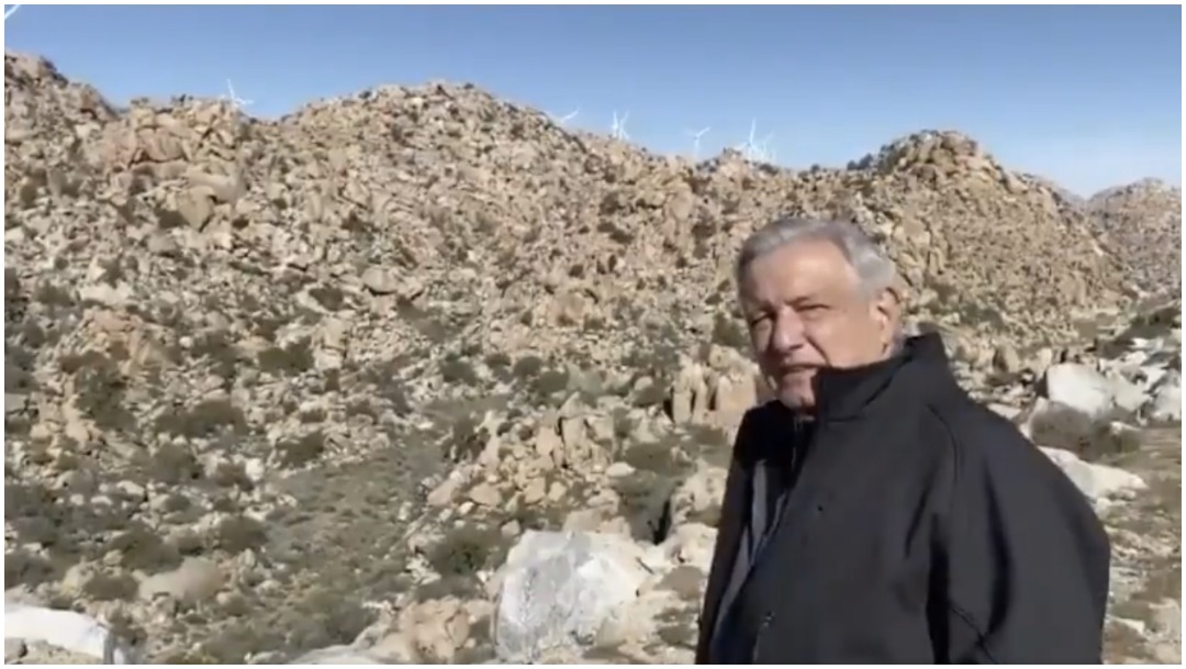 Foto: López Obrador visitó el parque eólico de La Rumorosa, 28 de marzo de 2020 (AMLO)