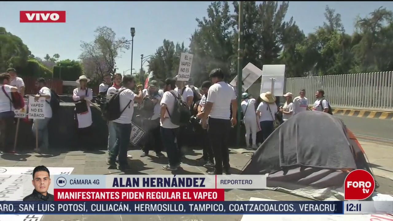 manifestantes protestan en la camara de diputados piden regular el vapeo