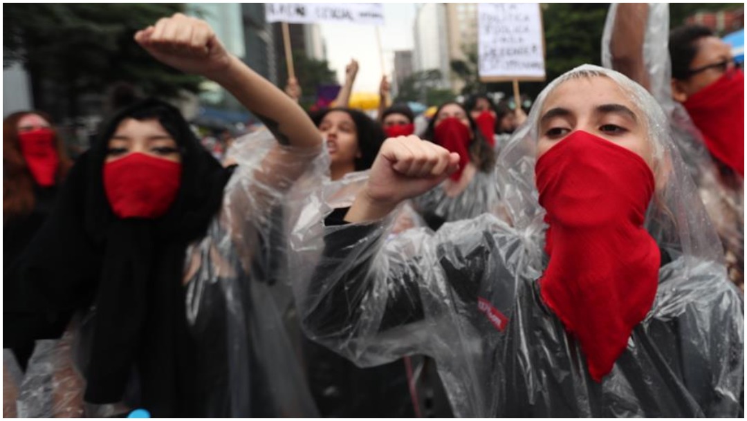 Foto: Mujeres salieron a las calles de Sao Paulo en Brasil, 8 de marzo de 2020 (EFE)