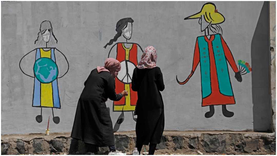 Foto: Las mujeres en Yemen también se sumaron al movimiento, 8 de marzo de 2020 (AP)