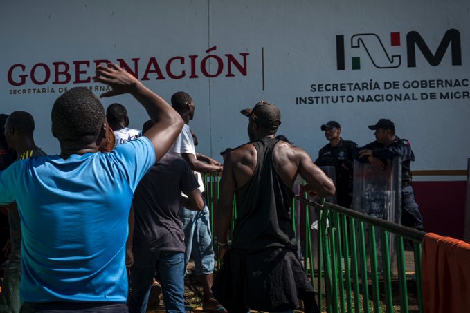Migrantes se amotinan en Estación Migratoria de Tapachula, Chiapas. FOTO David de la Paz