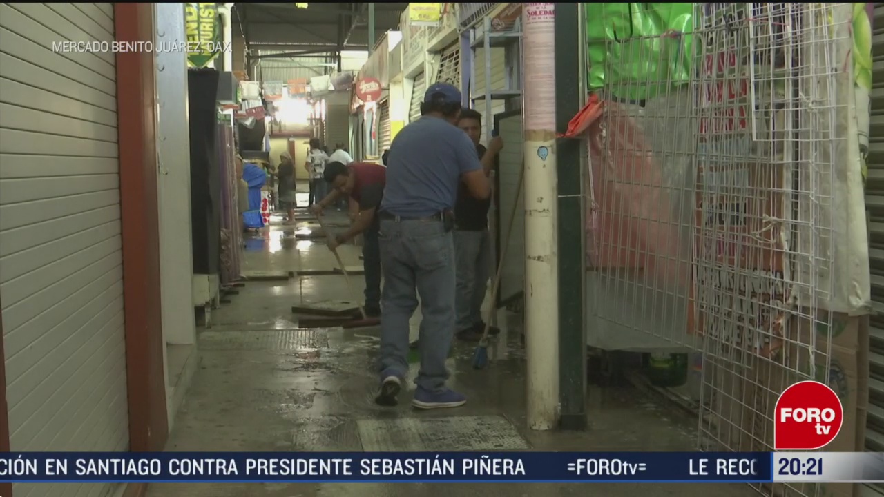 FOTO: 7 marzo 2020, realizan limpieza en mercado benito juarez en oaxaca