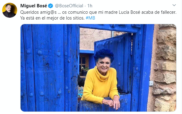 Foto: Miguel Bosé dio a conocer la muerte de su madre