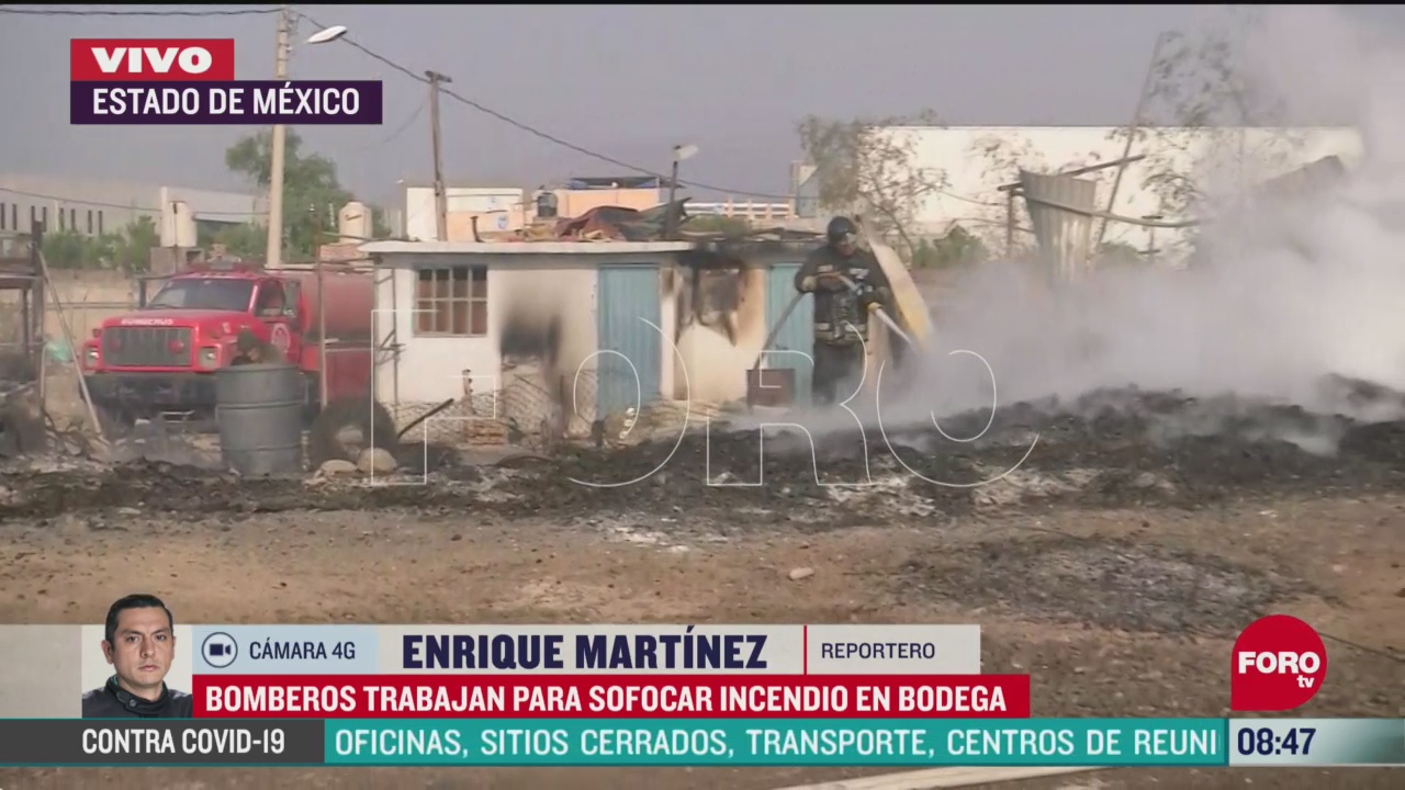 FOTO:19 de abril 2020, bomberos sofocan incendio en zona industrial de cuautitlan edomex