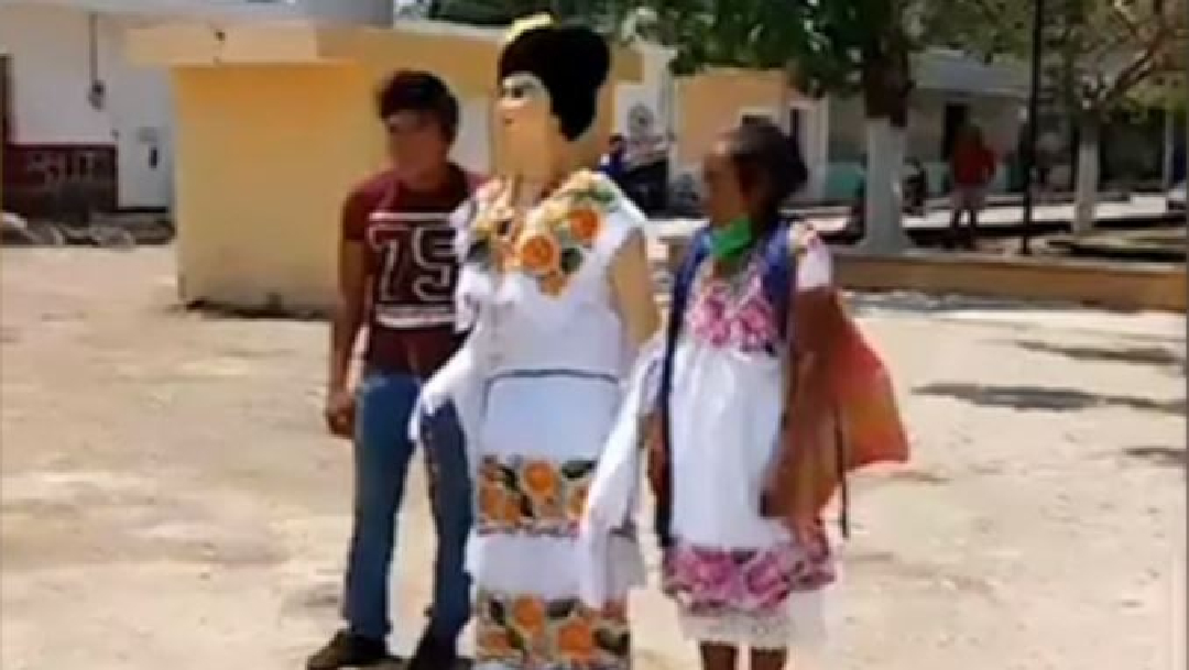 Realizan tradicional quema de la mestiza en Campeche, 24 de abril de 2020, (Noticieros Televisa)