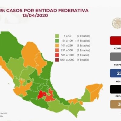 Mapa y estadísticas de coronavirus en México del 13 de abril de 2020