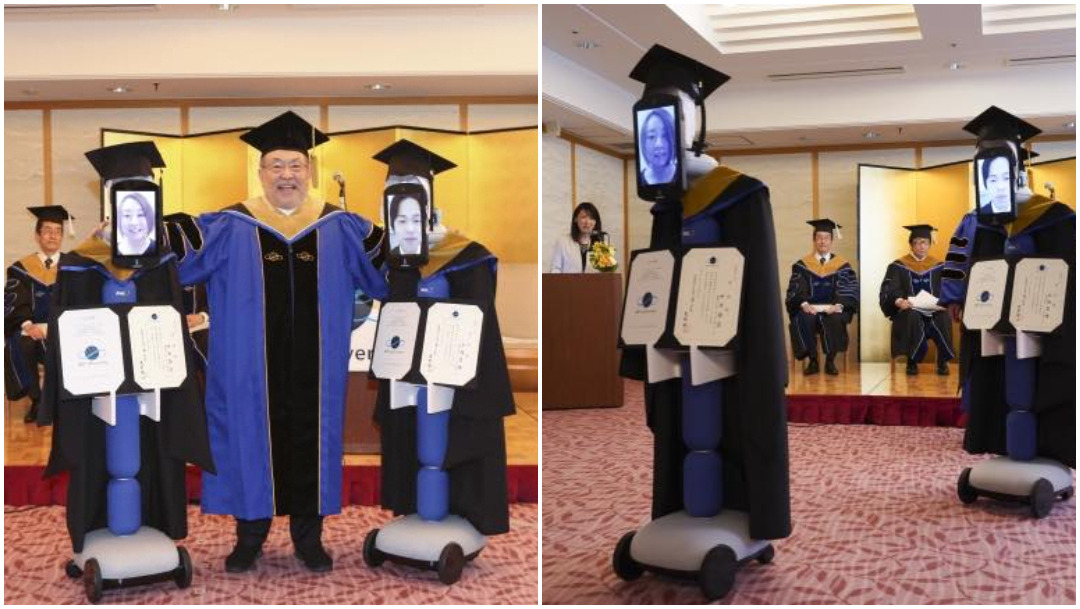 Robots-estudiantes-recien-graduados-diplomas-coronavirus