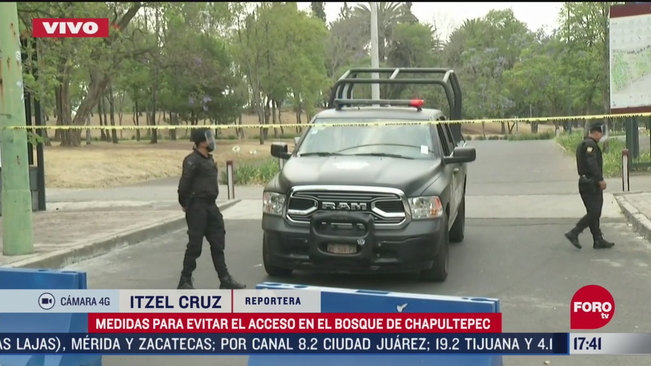FOTO: policias de cdmx prohiben acceso al bosque de chapultepec por coronavirus