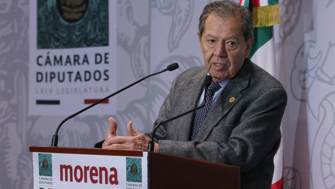 Foto: El diputado morenista Porfirio Muñoz Ledo durante su conferencia de prensa, 29 abril 2020