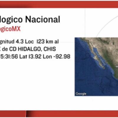 Se registran dos sismos en el estado de Chiapas