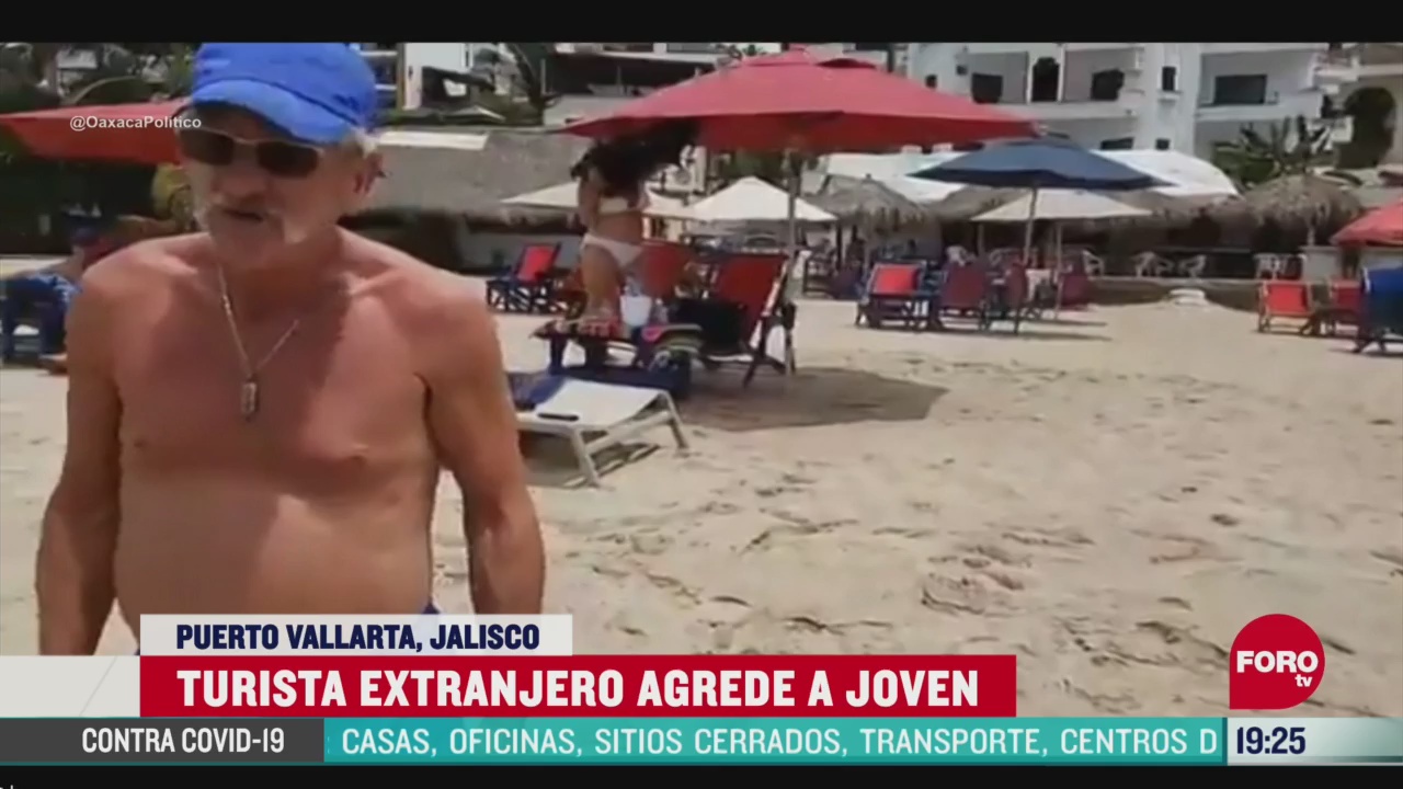 Foto: Video Turista Agrede Reportera Playa Puerto Vallarta 7 Abril 2020