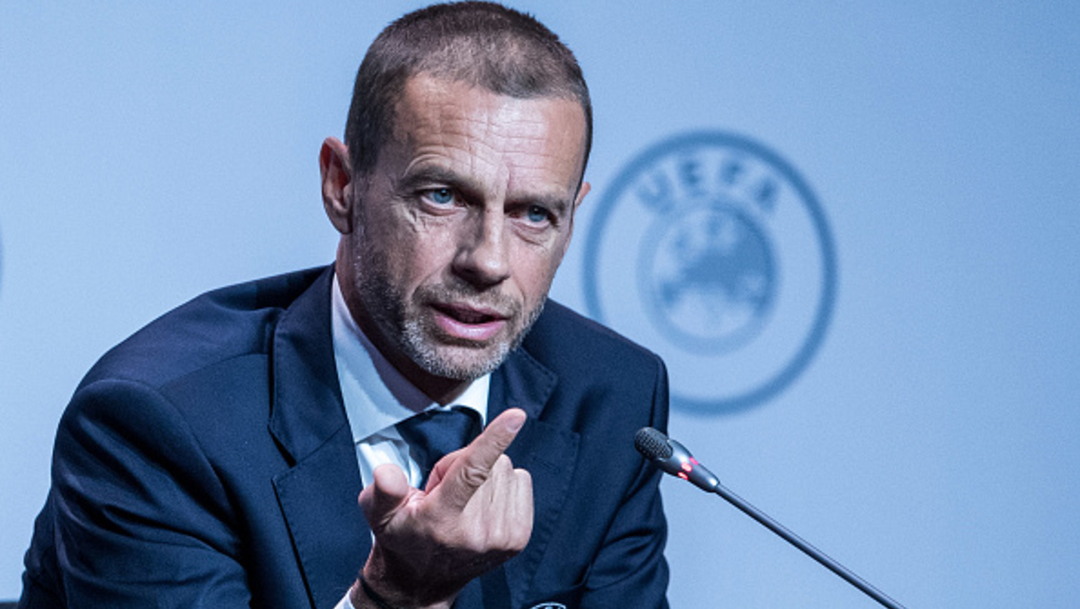 El presidente de la UEFA, Aleksander Ceferin, ofrece una conferencia de prensa. (Getty Images/archivo)
