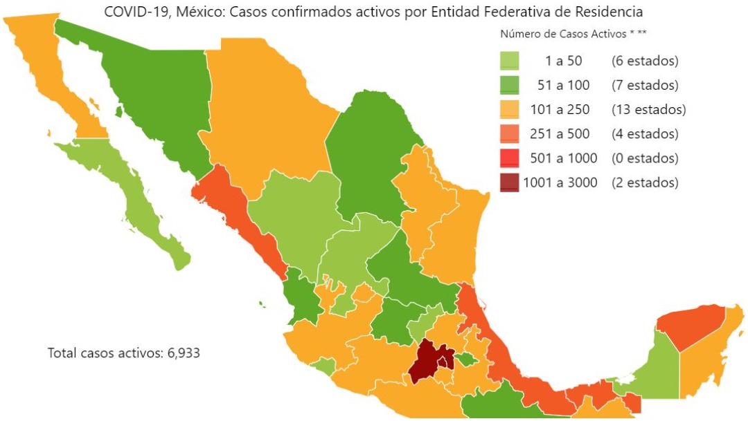 Foto: Casos activos de Coronavirus en México, 3 de mayo de 2020 (Ssa)