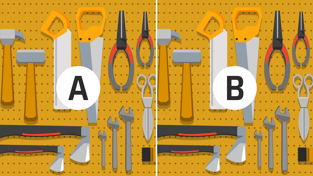 Reto visual Encuentra las 8 diferencias entre estos 2 tableros de herramientas