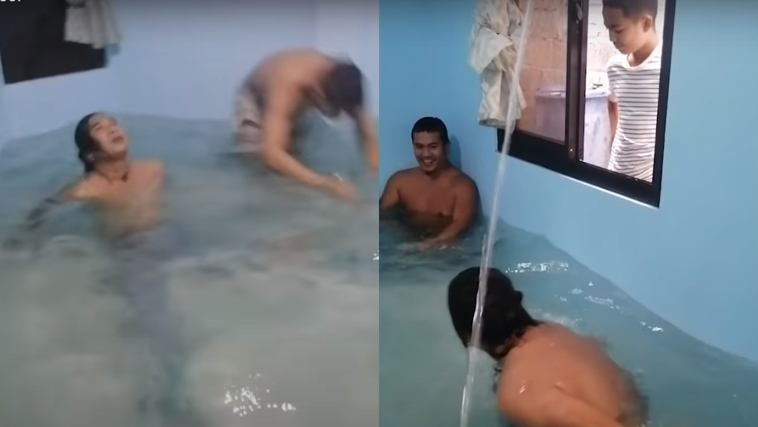 Familia crea piscina en su habitación tras la contingencia