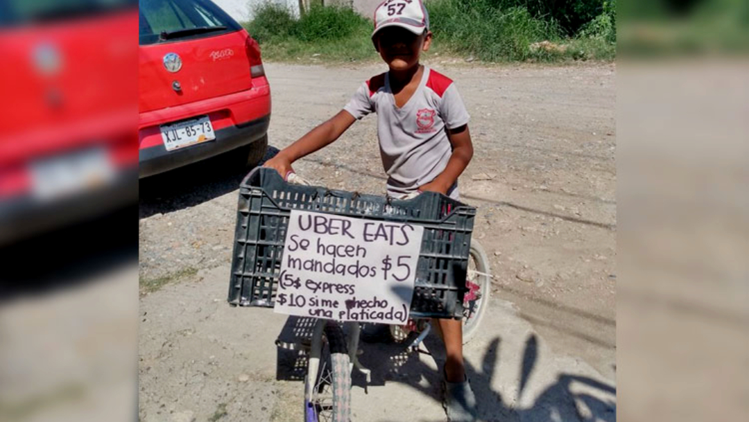 Niño se hace viral por pedidos a domicilio en Tamaulipas