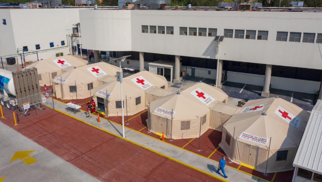 Cruz Roja instala hospital provisional en el INER para pacientes con COVID-19