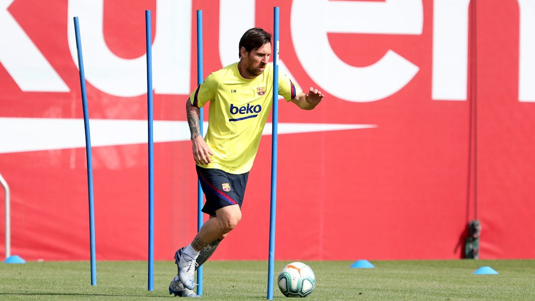 Foto: El delantero argentino del FC Barcelona, Leo Messi, durante los entrenamientos, 8 mayo 2020