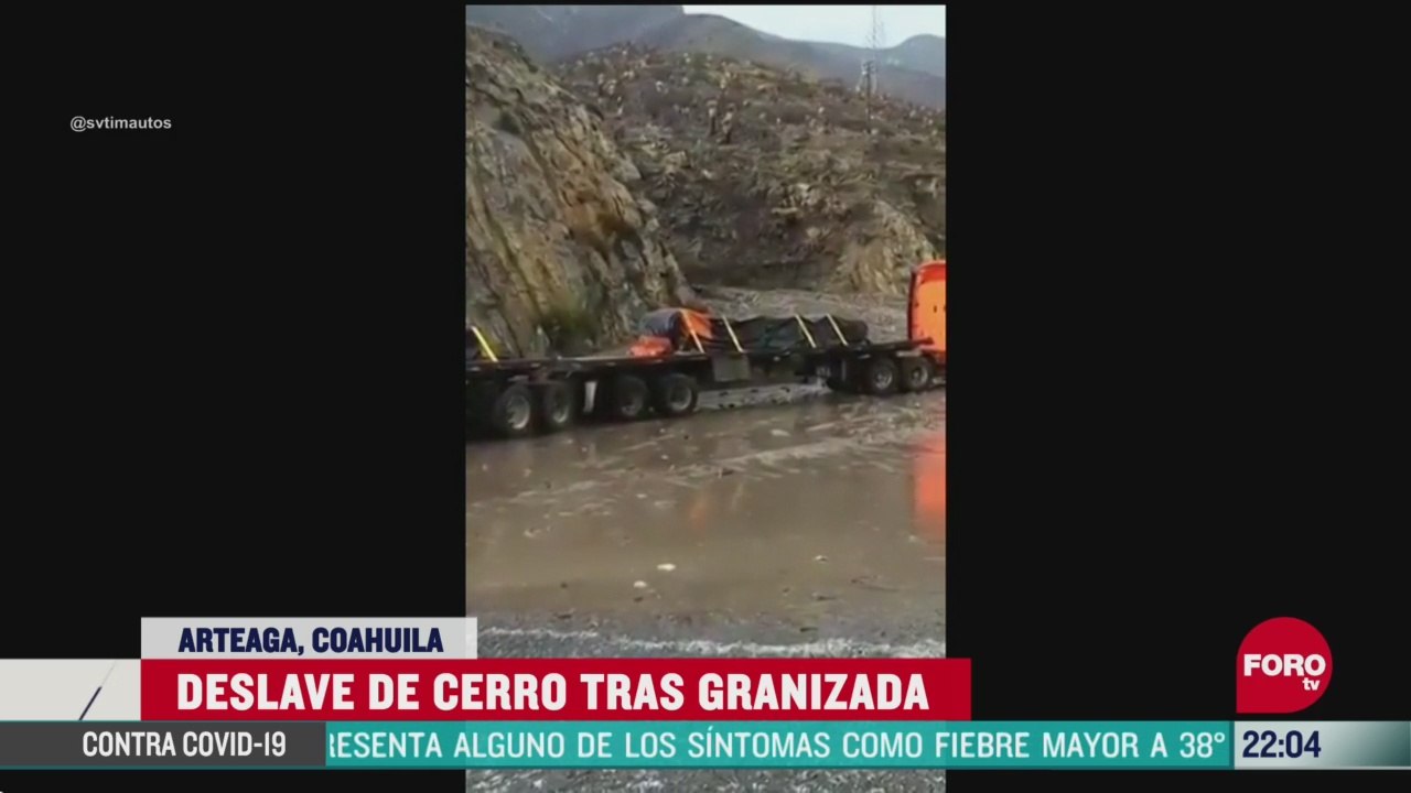 FOTO: 24 de mayo 2020, lluvias provocan deslave de cerro en carretera en arteaga coahuila
