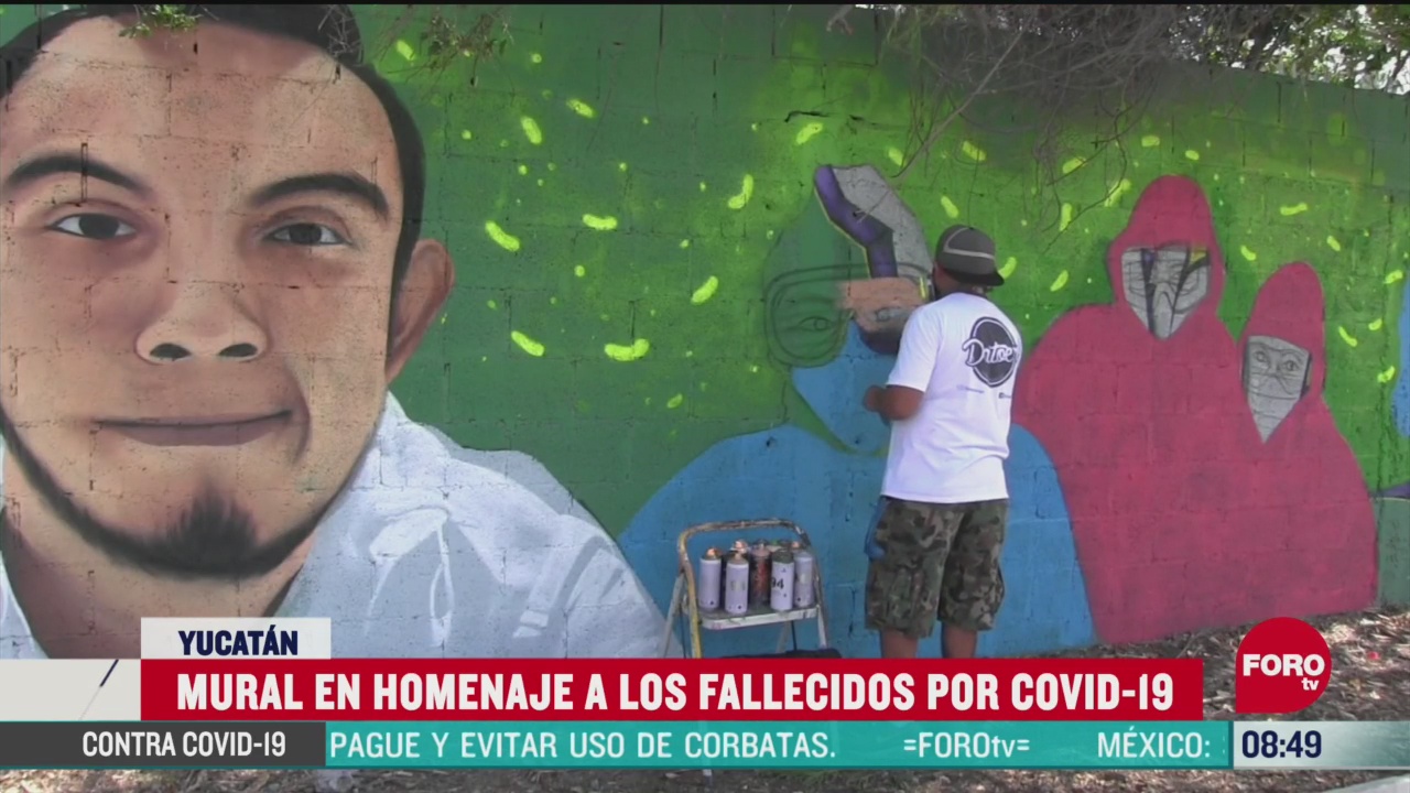 FOTO: 24 de mayo 2020, realizan mural en homenaje a fallecidos por coronavirus en yucatan