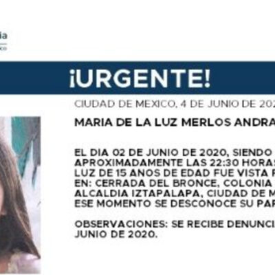 Activan Alerta Amber para localizar a María de la Luz Merlos Andrade