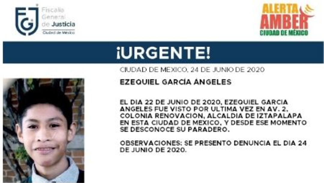 Activan Alerta Amber para localizar a Ezequiel García Ángeles.