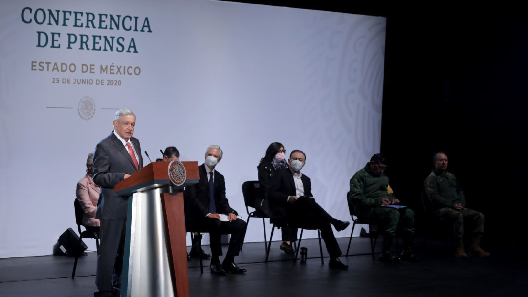 Andrés Manuel López Obrador, presidente de México, durante la conferencia de prensa matutina en Texcoco, Estado de México
