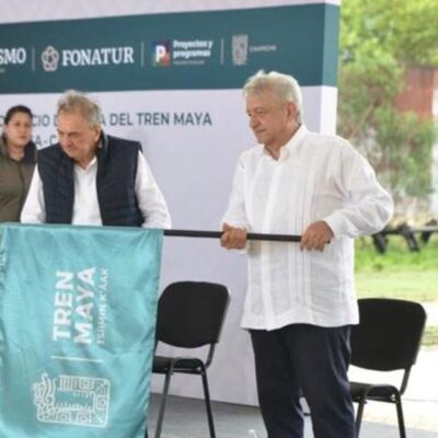 AMLO da tercer banderazo a obras del Tren Maya en Yucatán