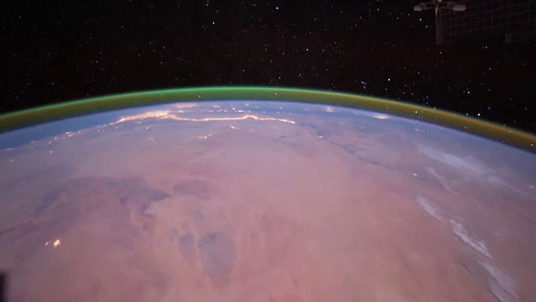Brillo Verde Atmósfera Marte Foto Satelital Espacio