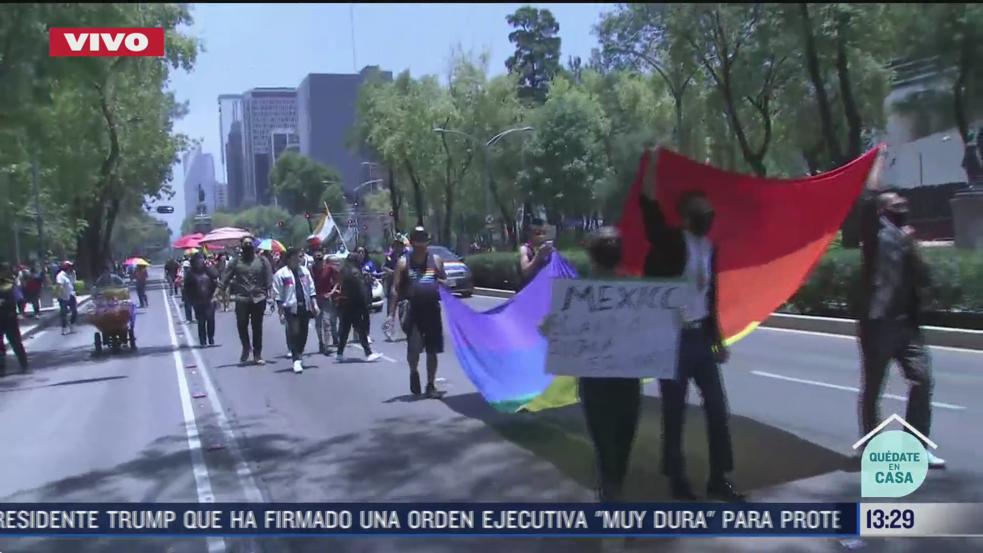 FOTO: 27 de junio 2020, cerca de 100 personas participan en marcha del orgullo gay en paseo de la reforma