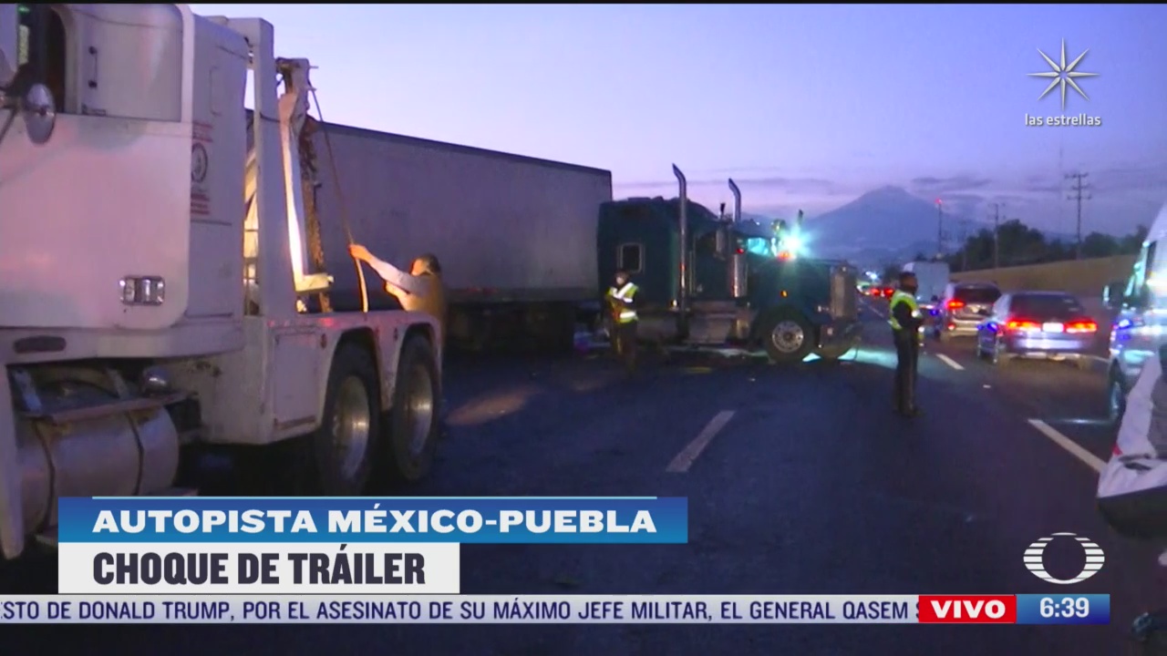 choca trailer en la autopista mexico puebla