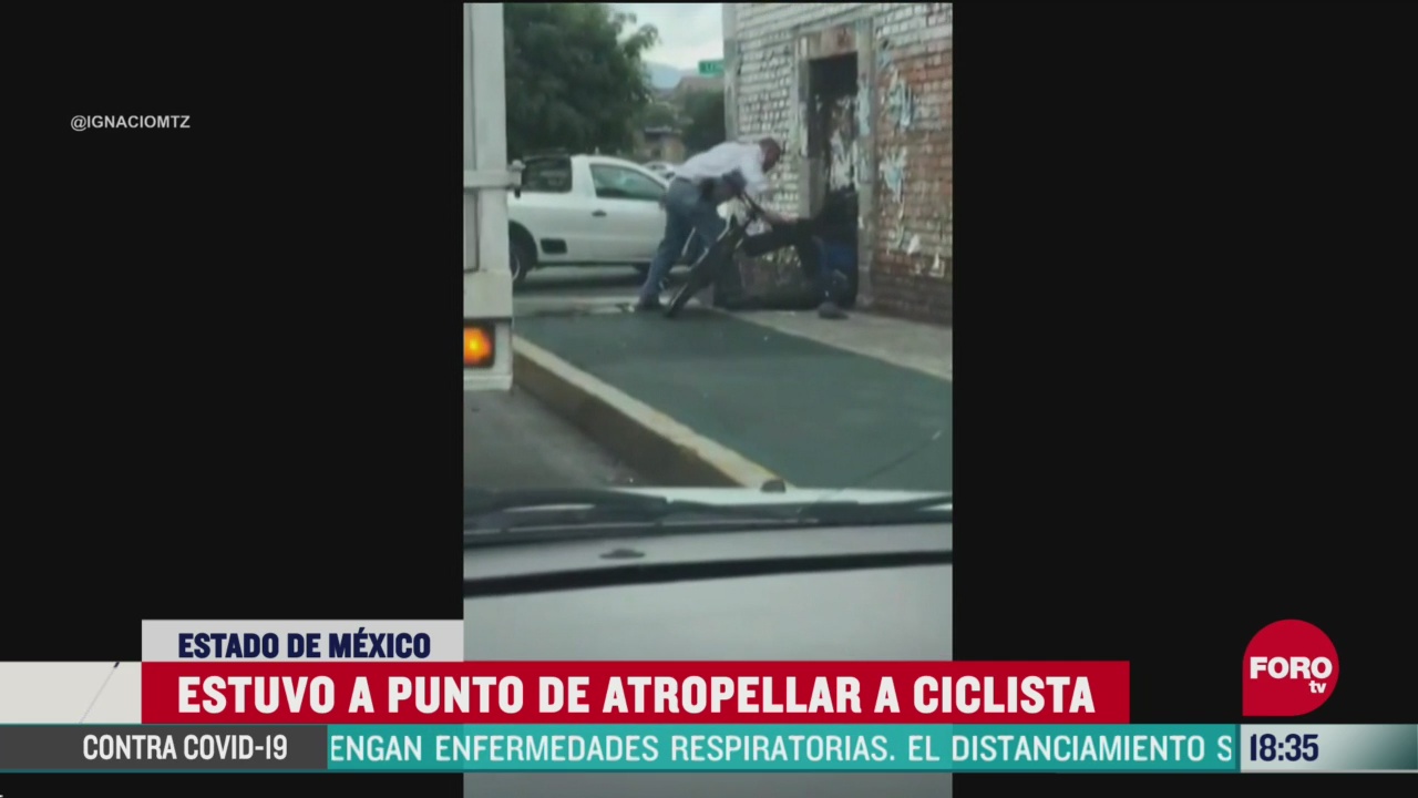 conductor golpea a ciclista luego de que casi lo atropella